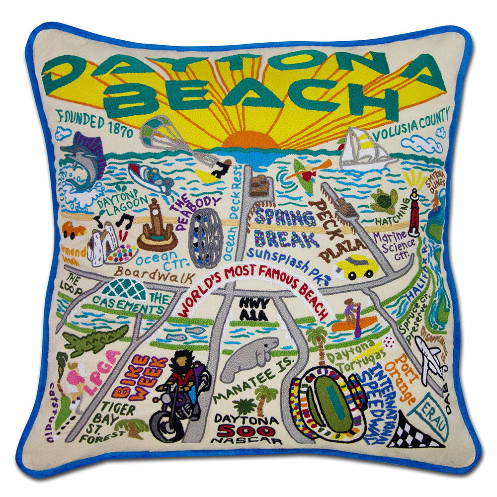 Daytona Beach Hand-Embroidered Pillow Quirks!