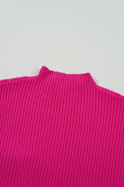 Gold Flame Patch Pocket Ribbed Knit Short Sleeve Sweater Shewin