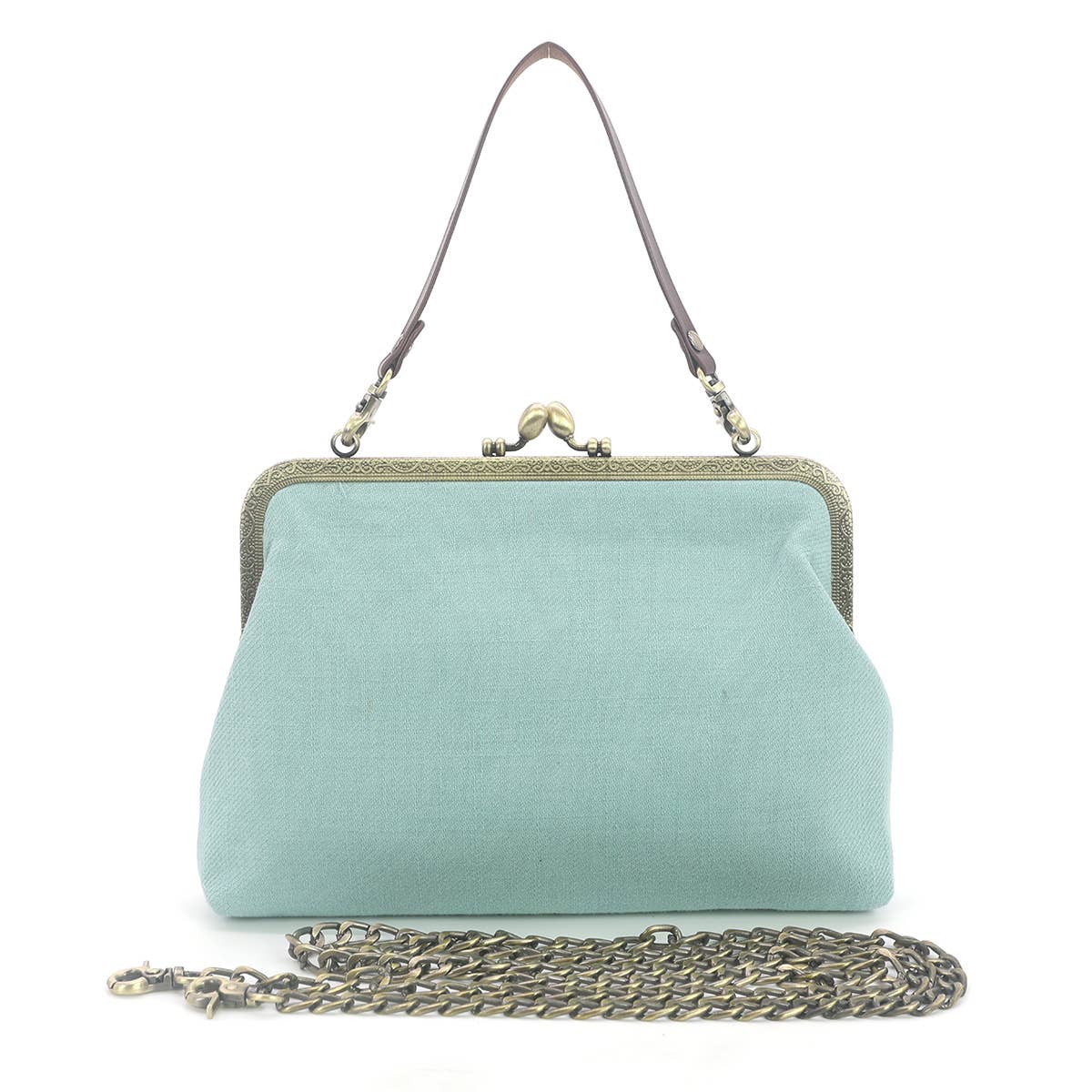 Frog in the Lily Pond Kiss Lock Bag in Linen Cotton Blend Ma Quirks!