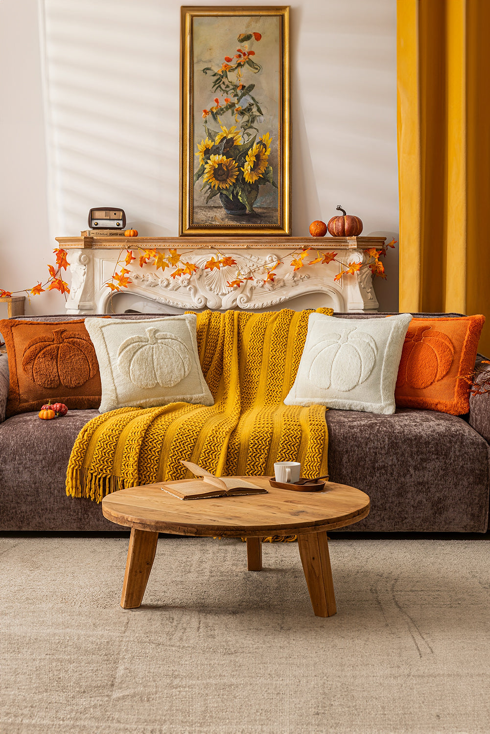 Orange Plush Textured Pumpkin Pillowcase Shewin