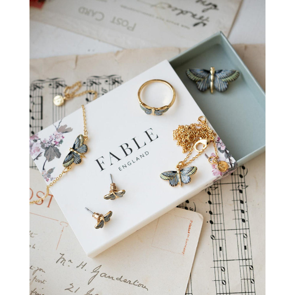 Deco Butterfly Brooch Blue by Fable England Quirks!