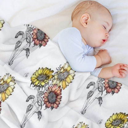 Colored Inked Sunflowers Throw Blanket