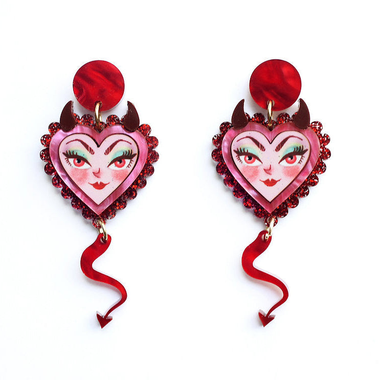 Devil Heart Earrings by Laliblue