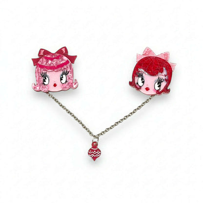 Dolly Sisters Double Brooch by Miss Fluff x Lipstick & Chrome
