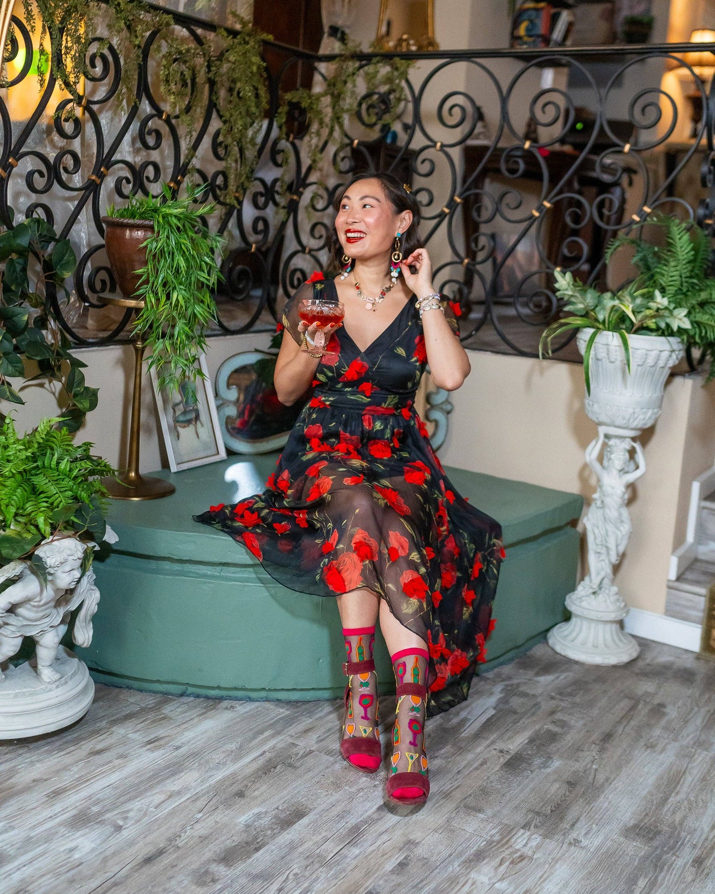 Cocktail Hour Black Sheer Crew Sock Quirks!