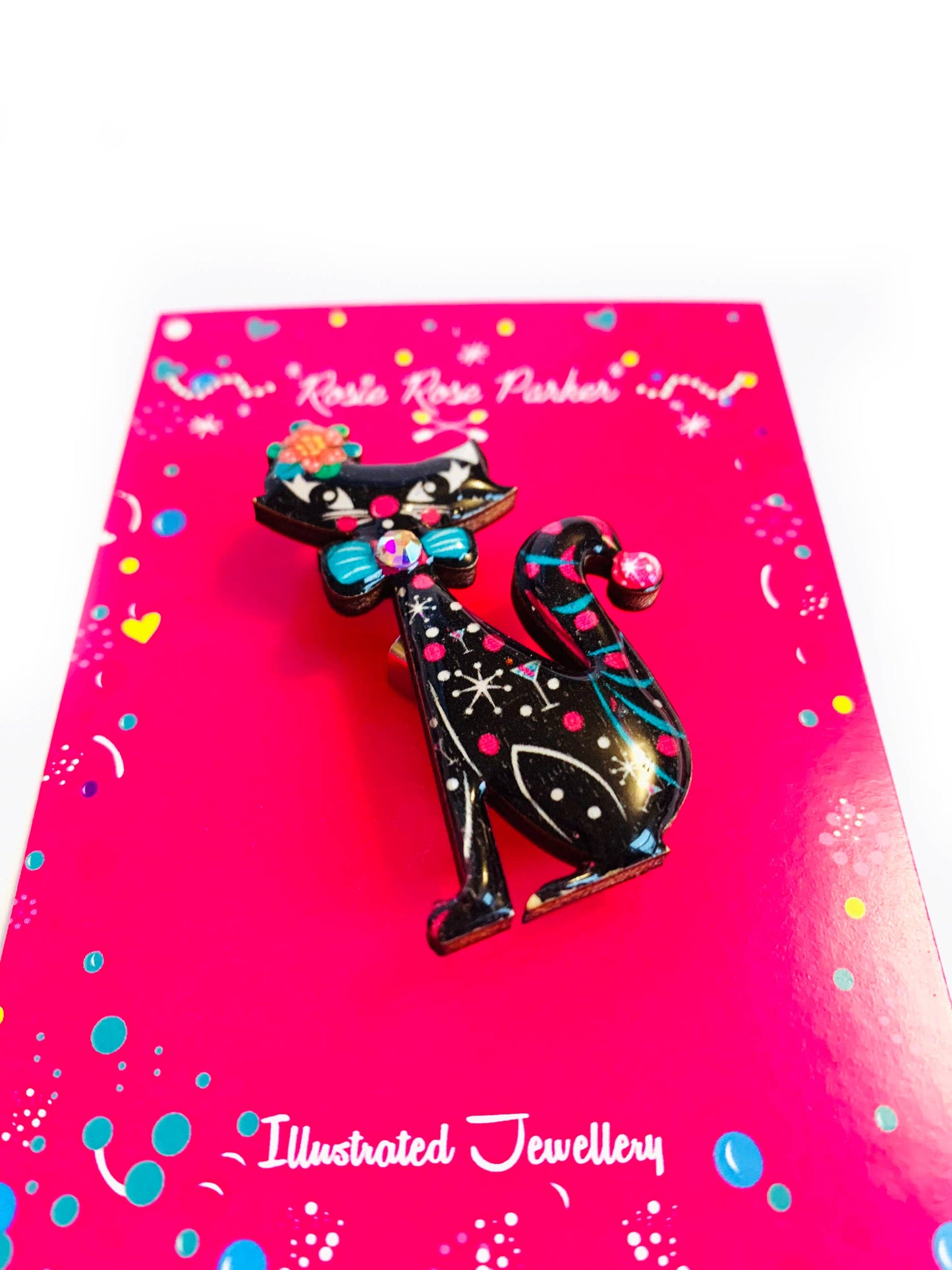 Retro Dapper Atomic Cat Brooch by Rosie Rose Parker