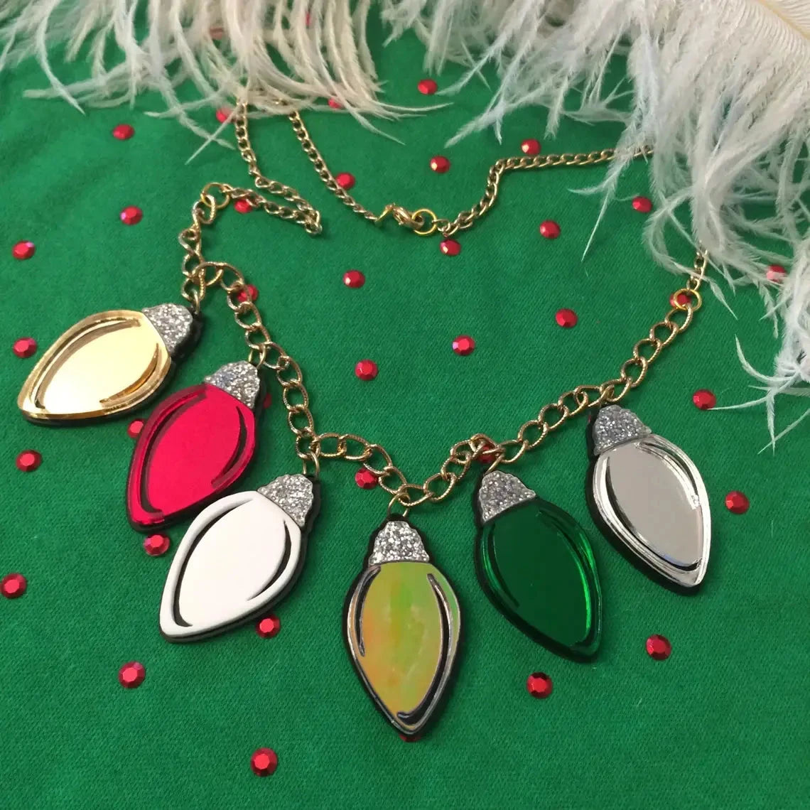 Christmas Lights Holiday Acrylic Charm Necklace Quirks!