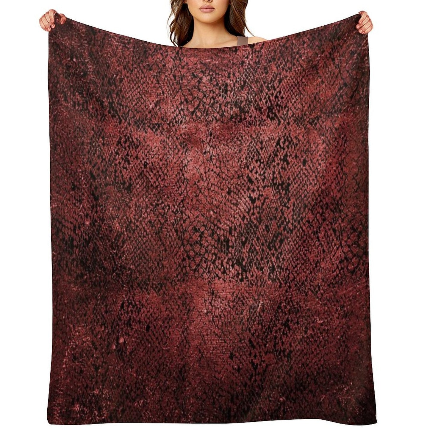 Red Snake Skin Pattern Throw Blanket