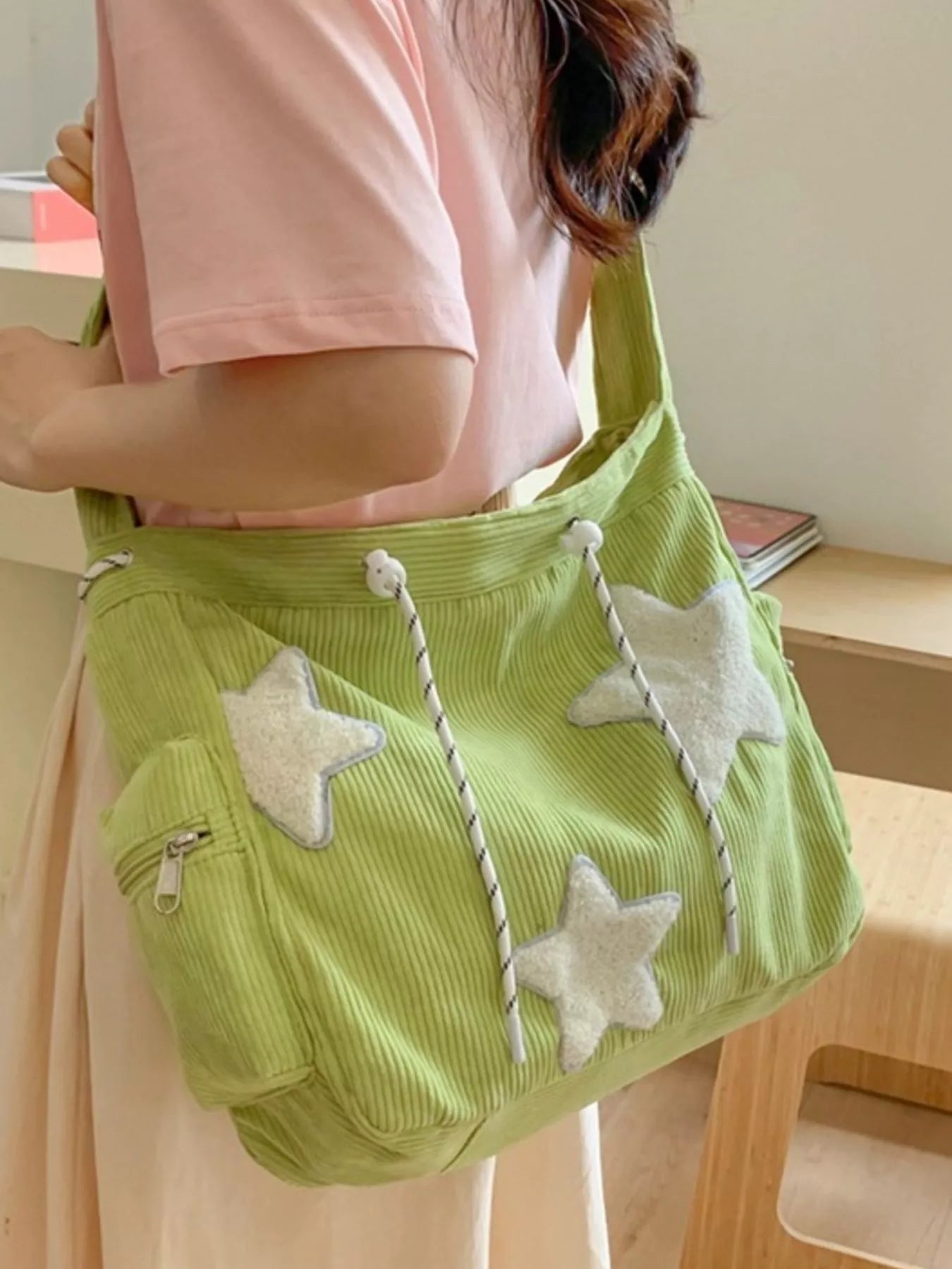 Corduroy Star Applique Casual Crossbody Bag - Creative Freedom Collective