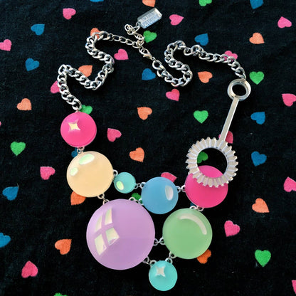 Pastel Rainbow Super Bubble & Wand Statement Necklace Quirks!