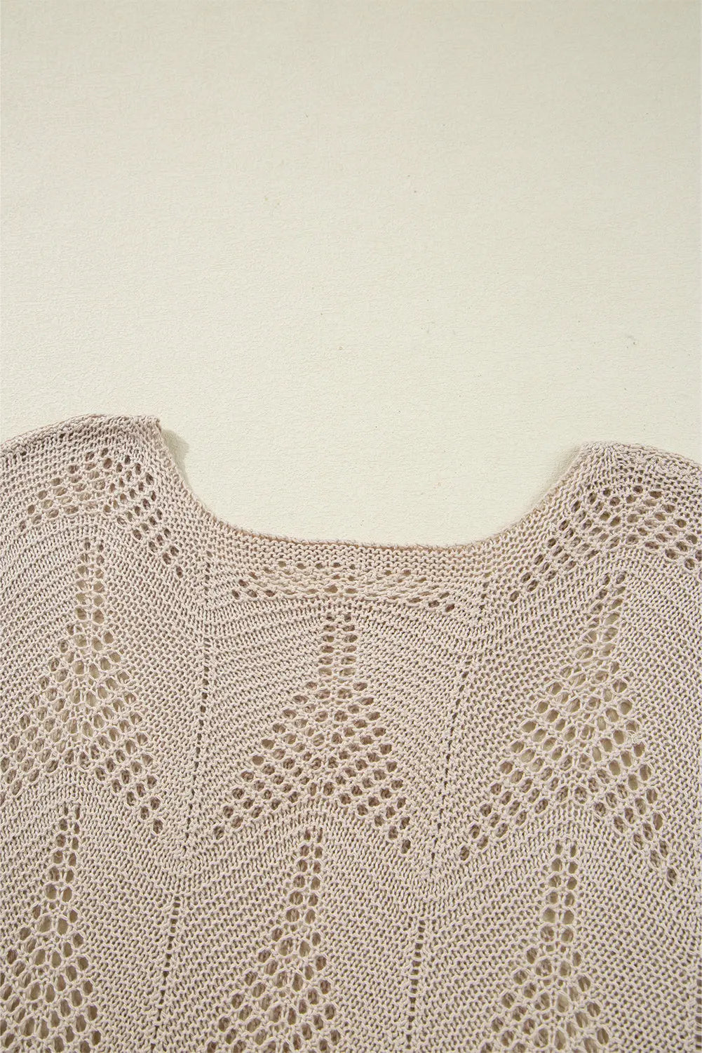 Navy Blue Hollow Out Knit 3/4 Sleeve Loose Sweater Shewin