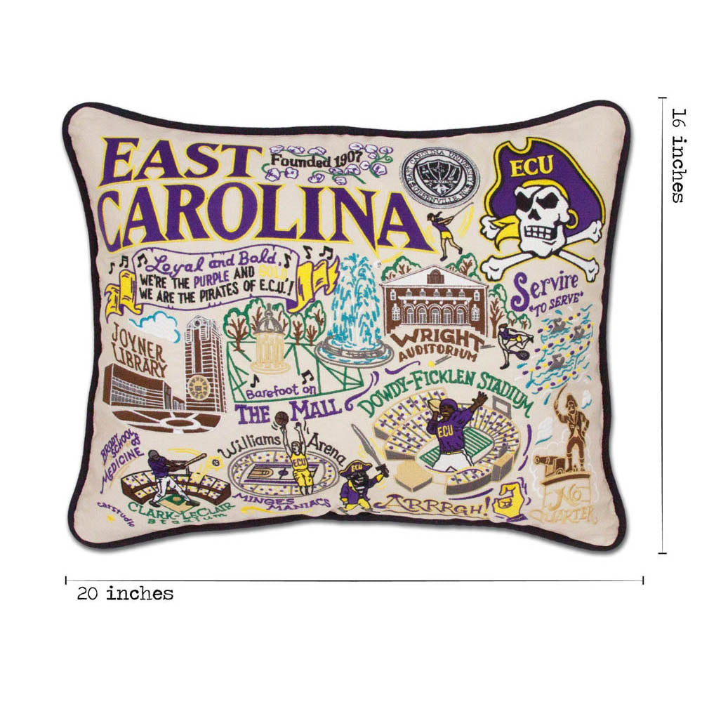 East Carolina University Collegiate Embroidered Pillow by CatStudio Quirks!