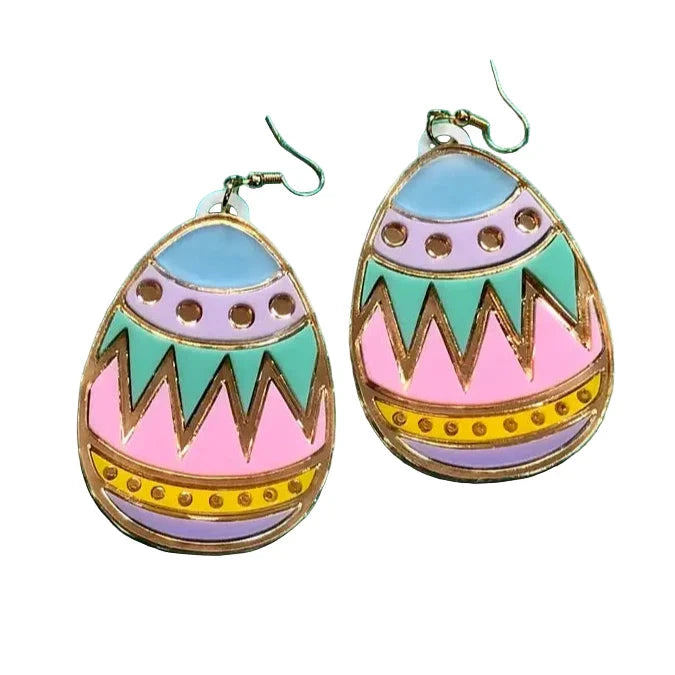 Colorful Easter Egg Acrylic Earrings -  Pink, Blue, Teal Quirks!