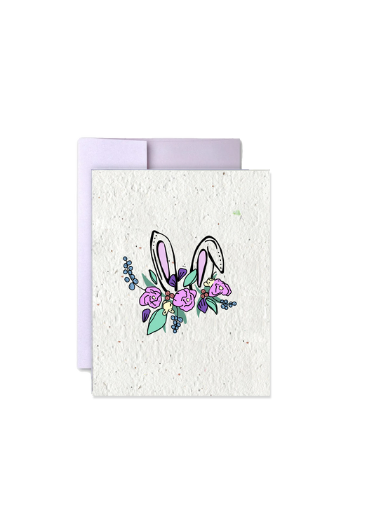 Floral Bunny Garden: Wildflower Seed Paper Easter Card