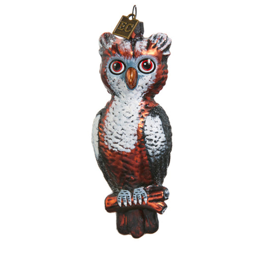 4.75" Give A Hoot Glass Ornament by Eric Cortina Quirks!