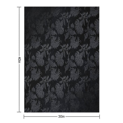 Black And Silver Vintage Damask Throw Blanket