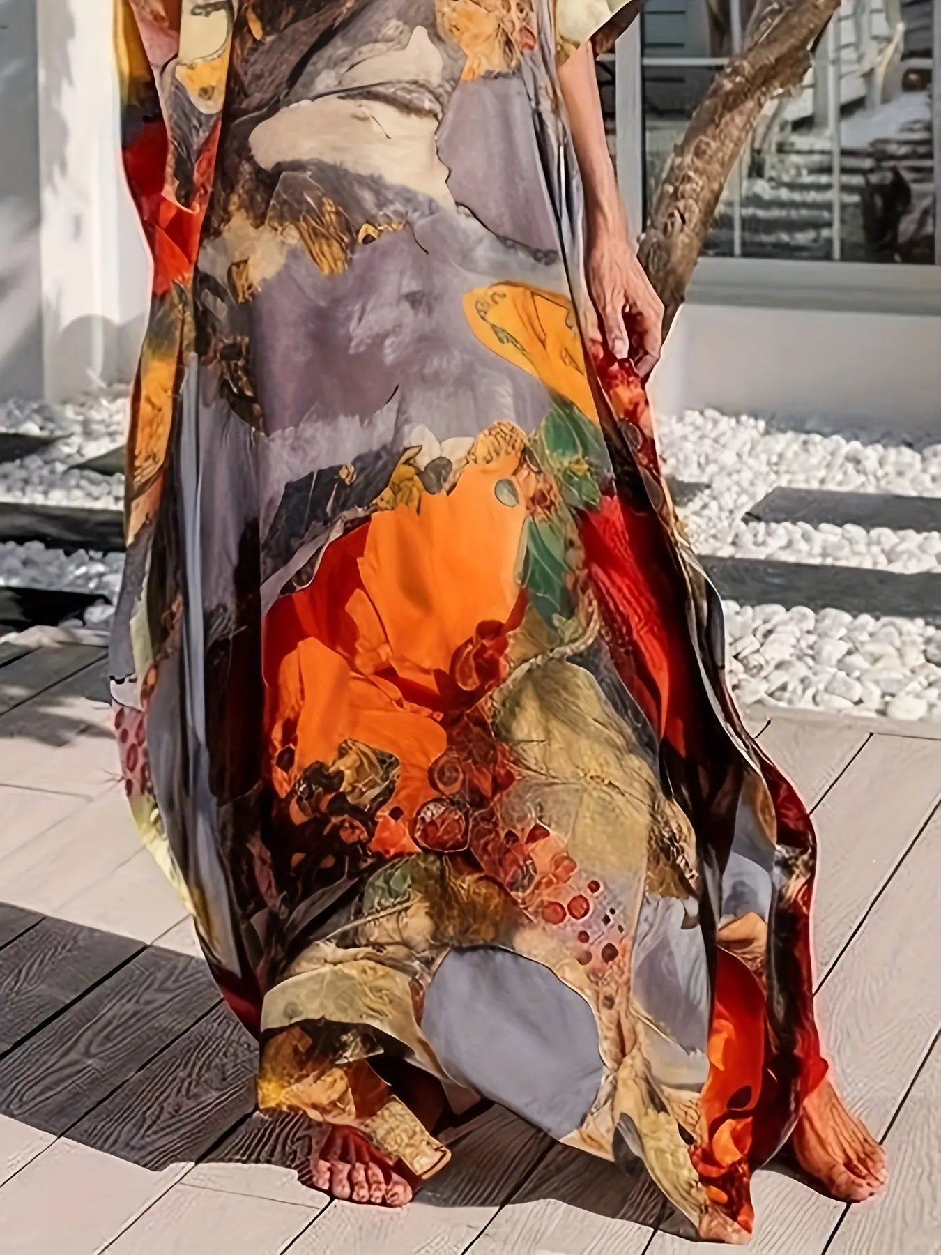 Vintage Style Gauze Elegant Long Dress - Batwing Sleeves, Boho Trendsi