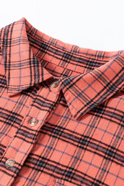 Green Plaid Long Sleeve Collar Shirt Shewin