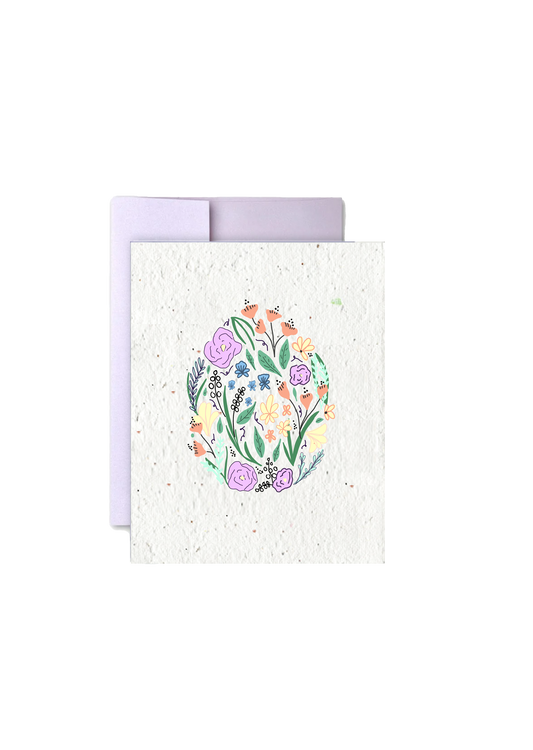 Floral Easter Egg Blooms: Artisan Seed Paper Card