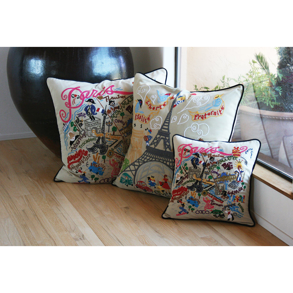 Eiffel Tower Paris Hand-Embroidered Pillow Quirks!