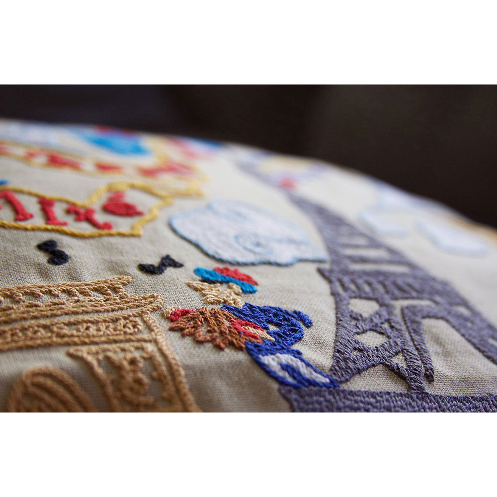 Eiffel Tower Paris Hand-Embroidered Pillow Quirks!