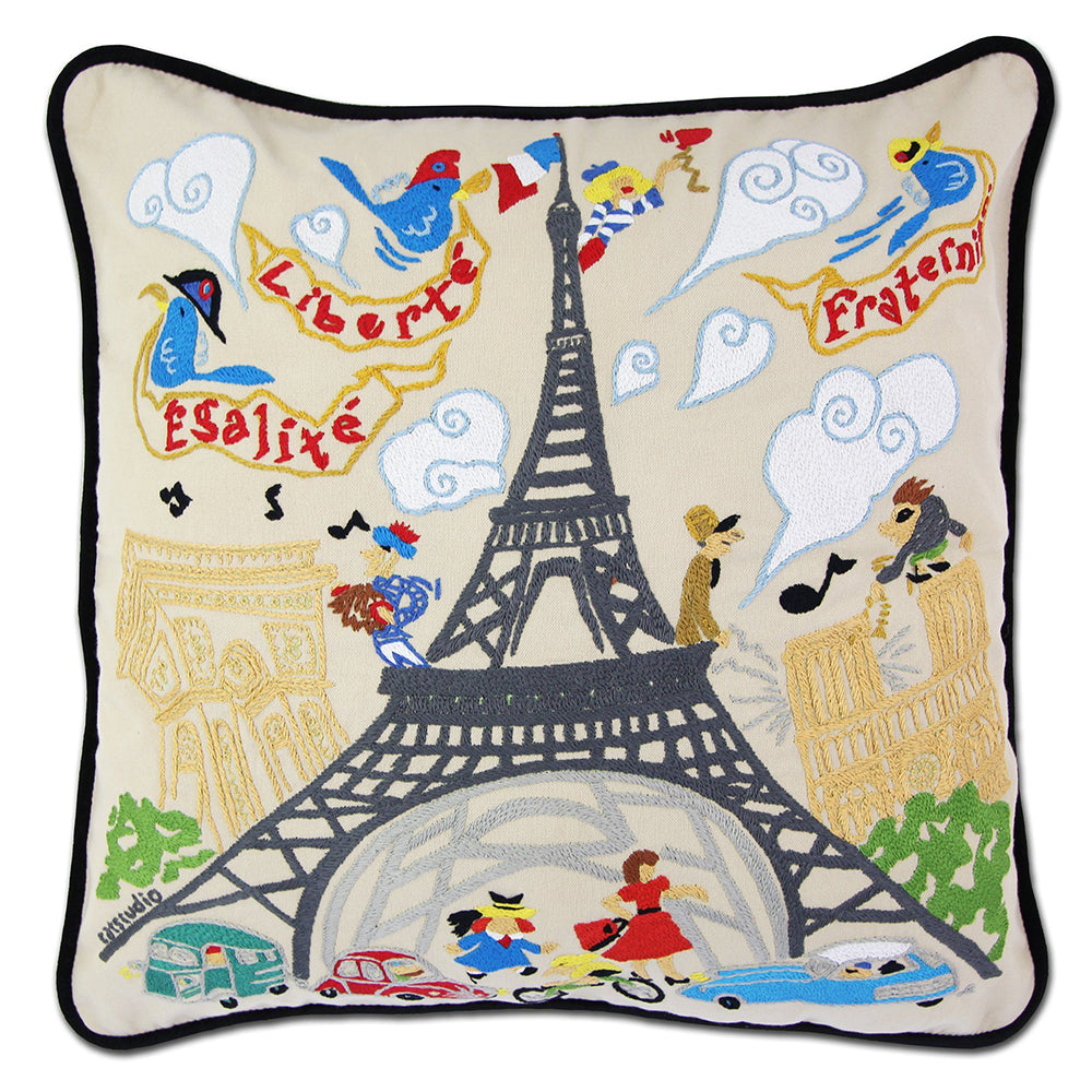 Eiffel Tower Paris Hand-Embroidered Pillow Quirks!