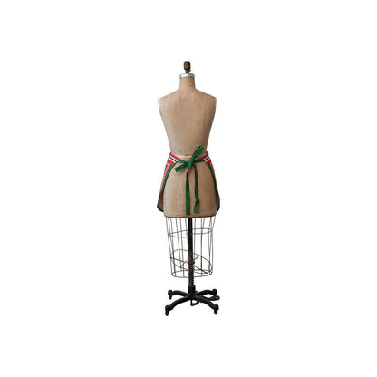 Embroidered & Printed Christmas Apron with Pom Poms & Pocket