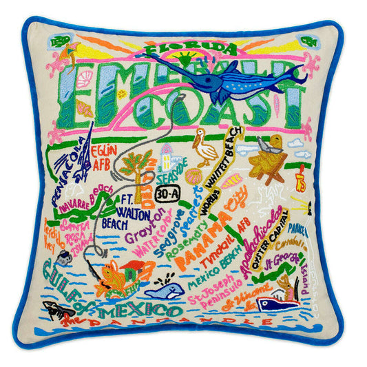 Quirks • Emerald Coast Hand-Embroidered Pillow