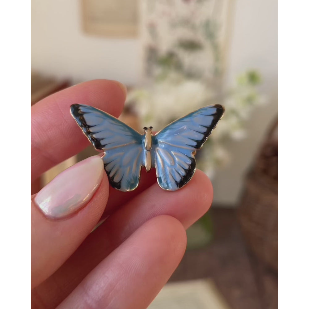 Enamel Blue Butterfly Brooch by Fable England Quirks!