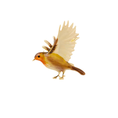 Enamel Flying Robin Brooch by Fable England Quirks!