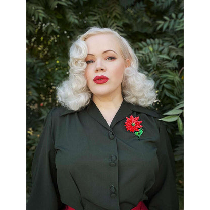 Enamel Poinsettia Statement Brooch by Lipstick & Chrome