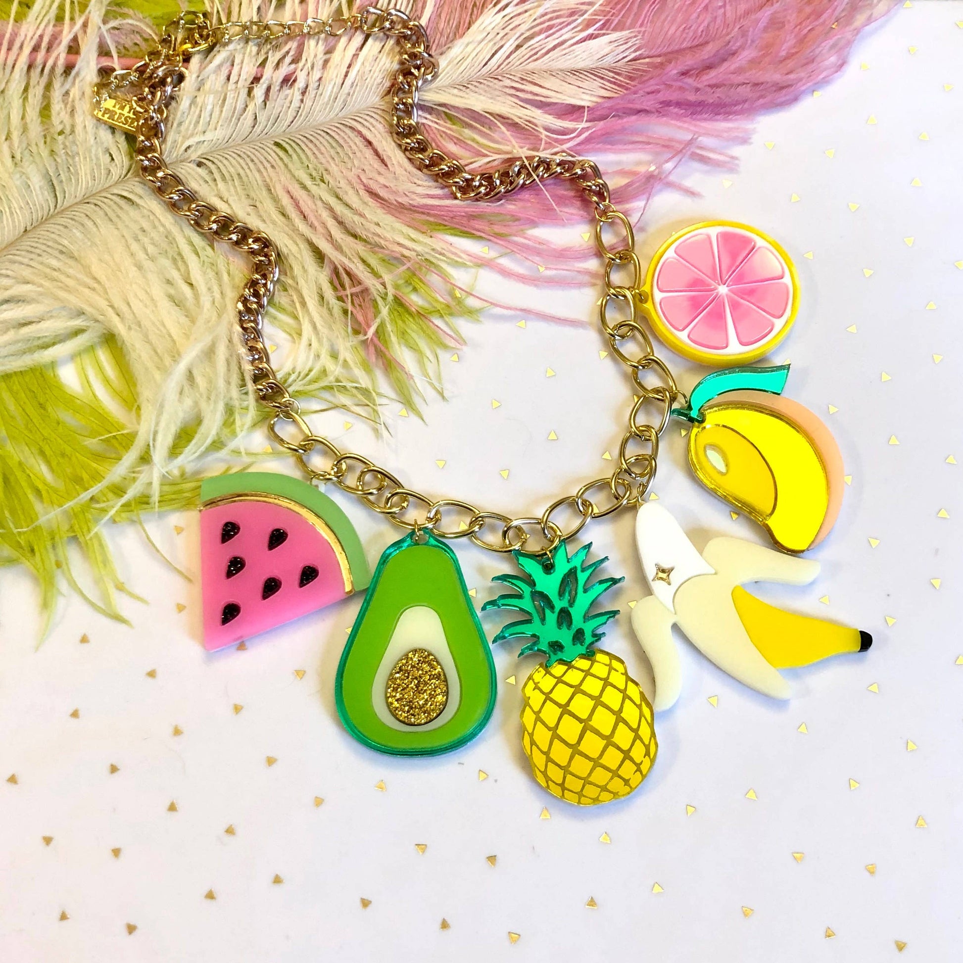 Fruit Food Acrylic Charm Statement Necklace Quirks!