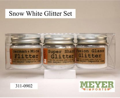 Snow White Icey German Glass Glitter Set - 3 Jars Quirks!