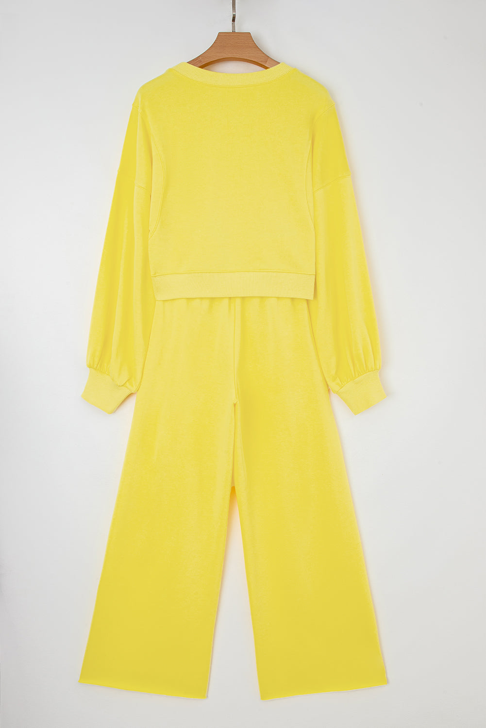 Flamingo Drop Shoulder Crop Pullover Drawstring Wide Leg Pants Set Shewin