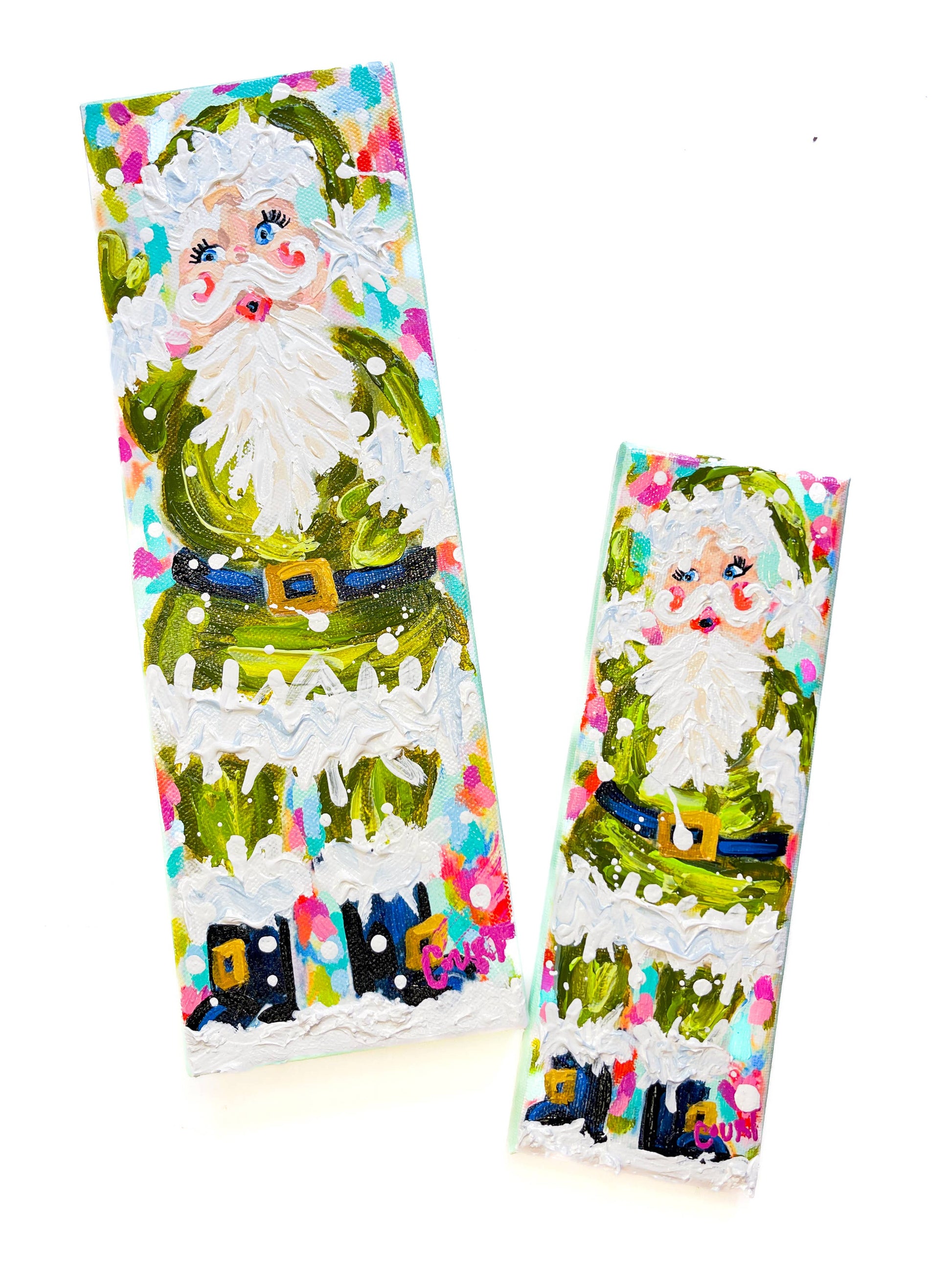 Vintage Velvet Green Santa Original Painting Quirks!