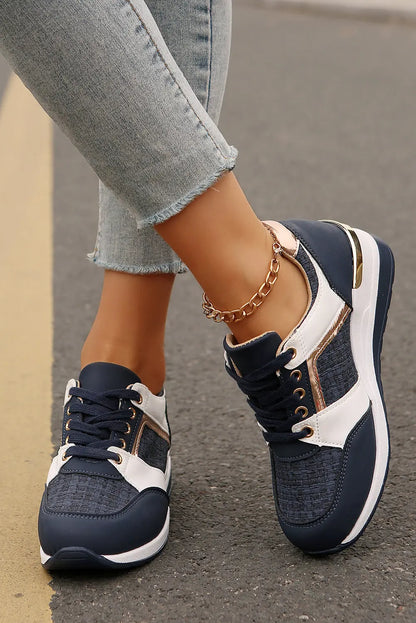 Sail Blue Lace Up Sneakers Shewin