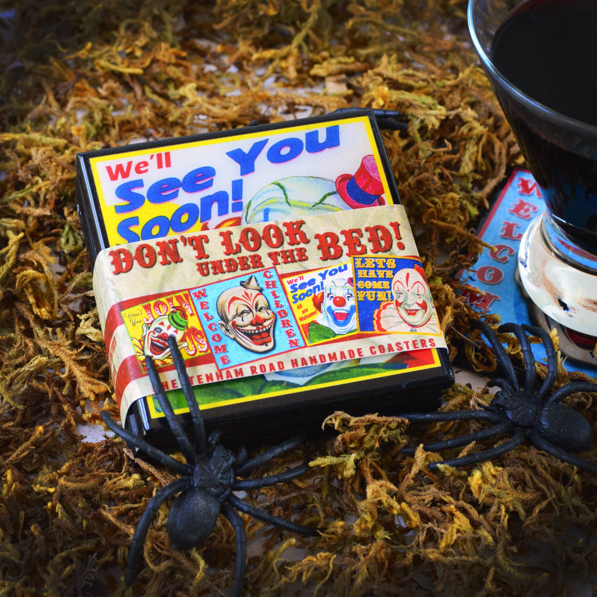 Creepy Clown Halloween Drink Coaster Set Quirks!