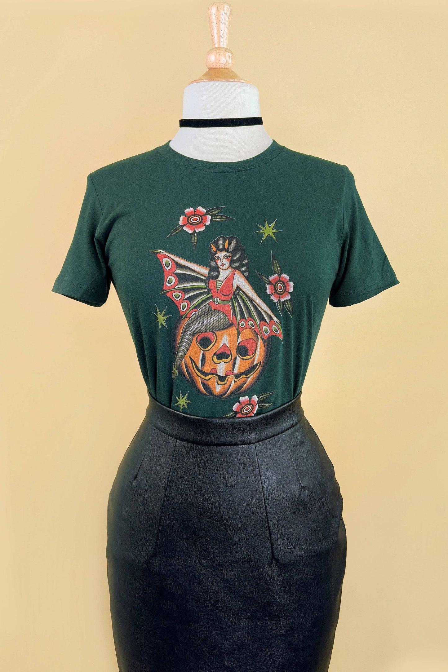 October Child Fitted Tee in Forest Green - SMALL Quirks!