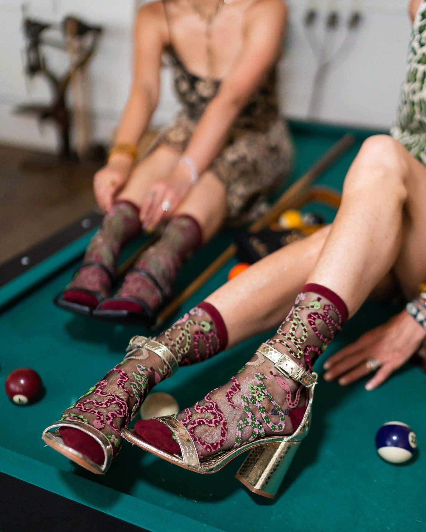 Serpentine Floral Black Sheer Crew Sock Quirks!