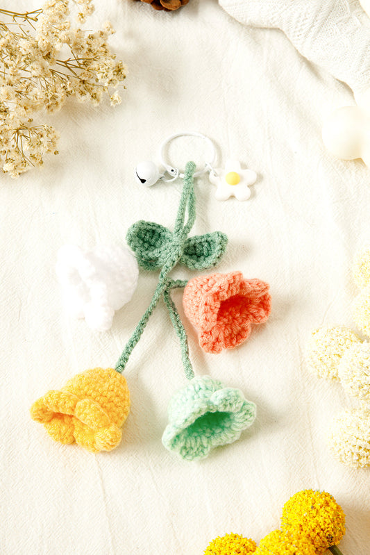 Meadow Mist Green Cute Crochet Flower Keychain Shewin