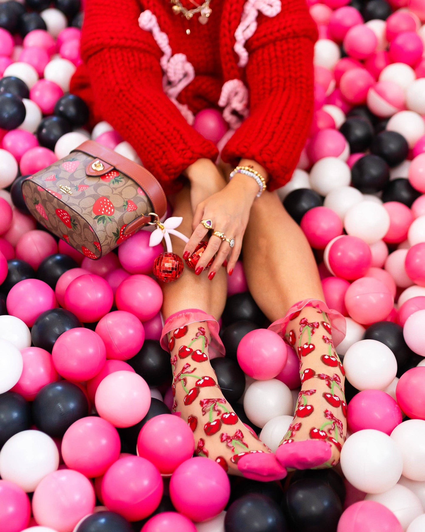 Cherry Bow Ruffle Sheer Crew Sock Quirks!