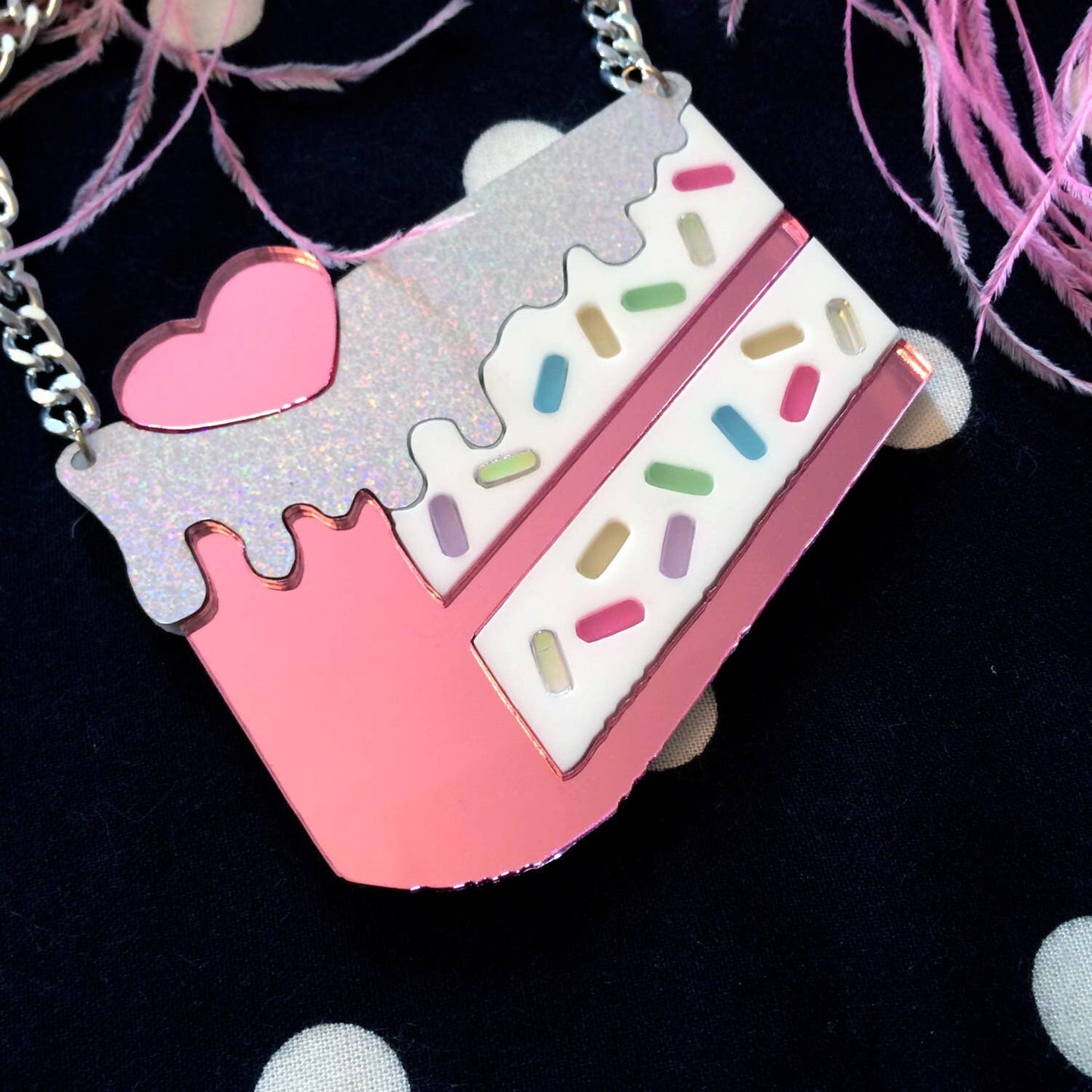 Funfetti Slice Of Cake Acrylic Statement Necklace Quirks!