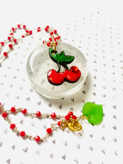 Retro Cherry Beaded Necklace by Rosie Rose Parker