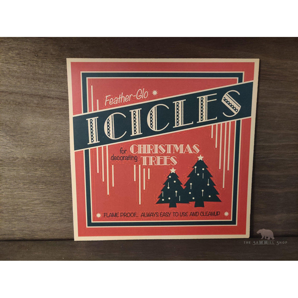 Feather-Glo Icicles Christmas Sign Decor Wood Cutout Quirks!