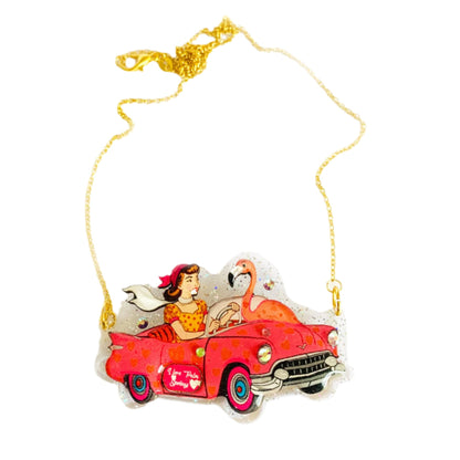 Frankie & the Flamingo Car Necklace by Rosie Rose Parker Quirks!