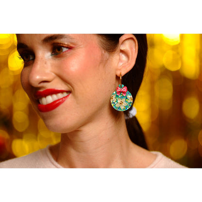 Floral Christmas Ornament Earrings by Laliblue