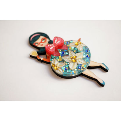 Floral Christmas Tree Lady Ornament Brooch by Laliblue