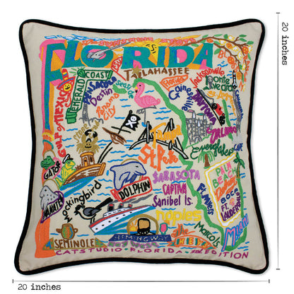 Florida Hand-Embroidered Pillow Quirks!