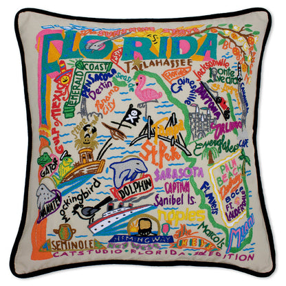 Florida Hand-Embroidered Pillow Quirks!