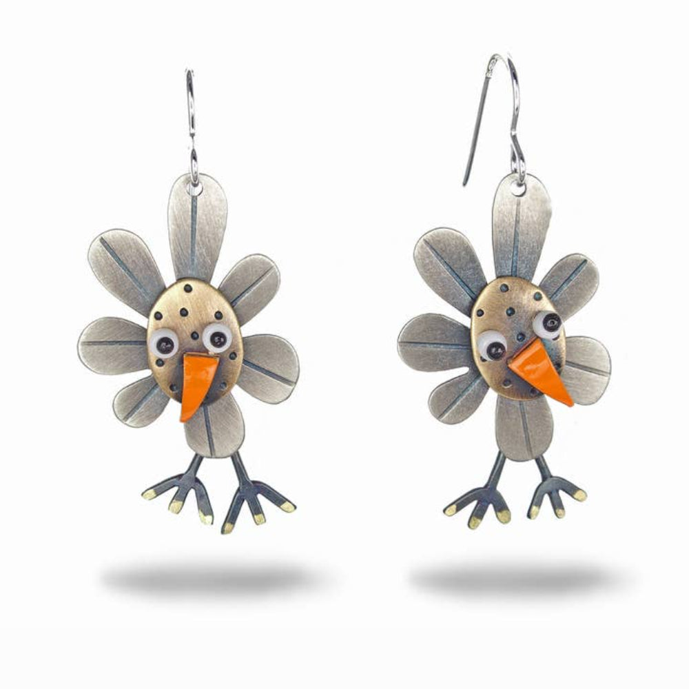 Flower Bird Earrings by Chickenscratch Quirks!